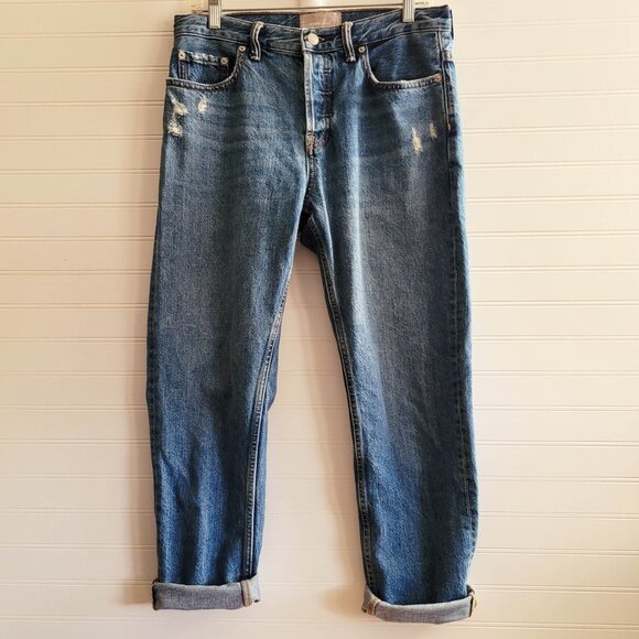 Everlane Jeans Size 27 Blue O-S Boyfriend Ripped Distressed Button Fly - Picture 14 of 14